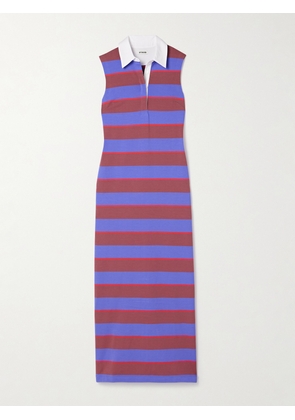 STAUD - Julius Poplin-trimmed Striped Cotton-blend Jersey Maxi Dress - Multi - x small,small,medium,large,x large