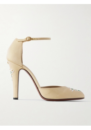 Valentino Garavani - Dolly 105 Embroidered Shantung Pumps - Yellow - IT35,IT35.5,IT36,IT36.5,IT37,IT37.5,IT38,IT38.5,IT39,IT39.5,IT40,IT40.5,IT41,IT41.5,IT42