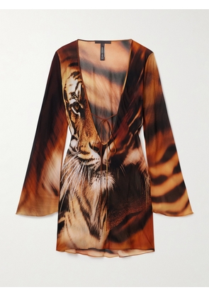 SKIMS - + Roberto Cavalli Long Sleeve Mini Dress - Tiger Face - Multi - XXS,XS,S,M,L,XL,2XL