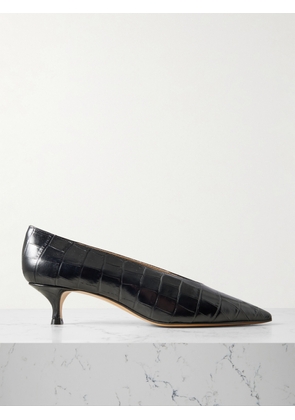 Le Monde Béryl - Babouche Croc-effect Leather Pumps - Black - IT36,IT36.5,IT37,IT37.5,IT38,IT38.5,IT39,IT39.5,IT40,IT40.5,IT41,IT42