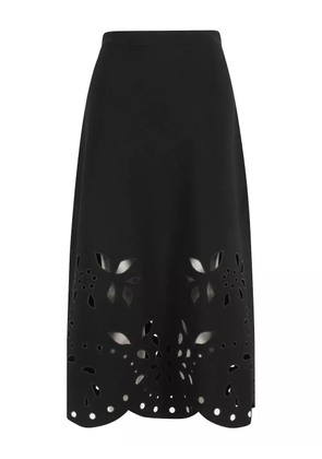 Ulla Johnson Grace laser-cut floral midi skirt - Black