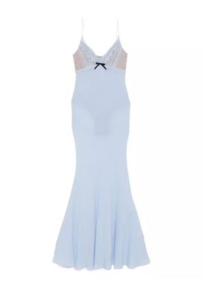 Self-Portrait lace-trimmed slip maxi dress - Blue