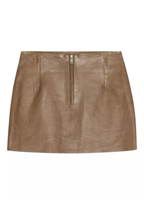 REMAIN leather zip-front mini skirt - Brown
