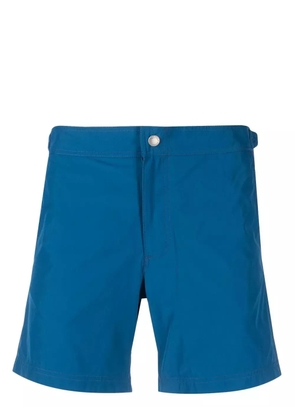 Alexander McQueen logo-tape straight-leg shorts - Blue