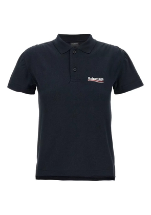 Balenciaga logo-embroidered polo top - Blue
