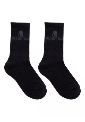 Balenciaga logo-embroidered cotton socks - Black