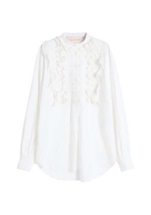 Valentino Cotton-Silk-Blend Ruffled Shirt