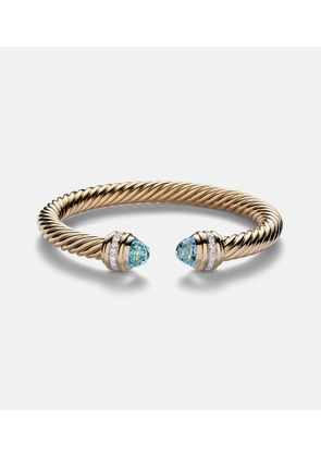 David Yurman Classic CablespiraÂ® 18kt gold cuff bracelet with topazes and diamonds