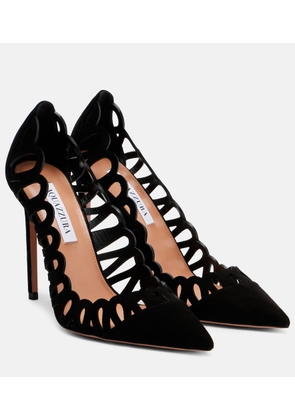 Aquazzura Peep 105 scalloped leather pumps