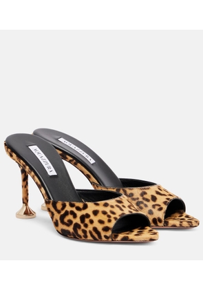 Aquazzura Bisous 85 leopard-print calf hair mules