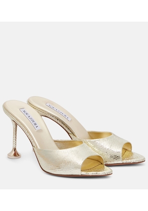 Aquazzura Bisous 85 embossed leather mules