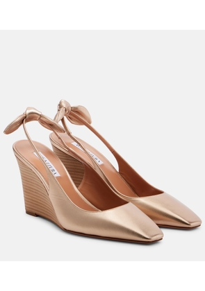 Aquazzura Very Bow Tie 85 leather wedges