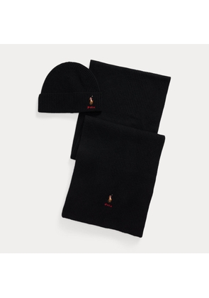 Rib-Knit Wool Beanie & Scarf Gift Set