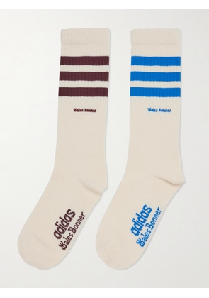adidas Originals - Wales Bonner Two-Pack Striped Cotton-Blend Socks - Men - Neutrals - XS