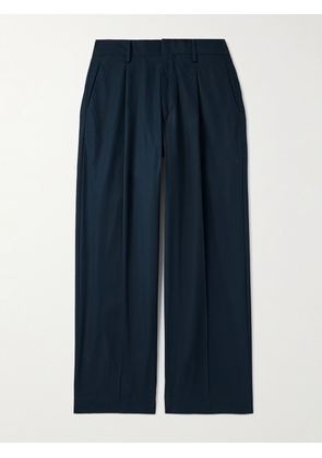 NN07 - Kay 1080 Straight-Leg Pleated Organic Cotton-Poplin Trousers - Men - Blue - 28W 32L