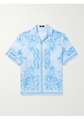 Versace - Camp-Collar Printed Silk-Twill Shirt - Men - Blue - IT 44