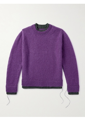 Sacai - Two-Tone Mohair-Blend Sweater - Men - Purple - 1