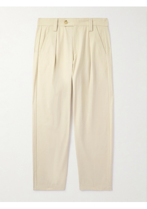 A.P.C. - Renato Tapered Pleated Herringbone Cotton Trousers - Men - Neutrals - IT 44