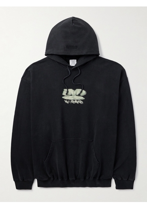 VETEMENTS - DVD Oversized Printed Cotton-Jersey Hoodie - Men - Black - XS