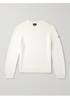 A.P.C. - Thomas Logo-Appliquéd Honeycomb-Knit Virgin Wool Sweater - Men - Neutrals - XS