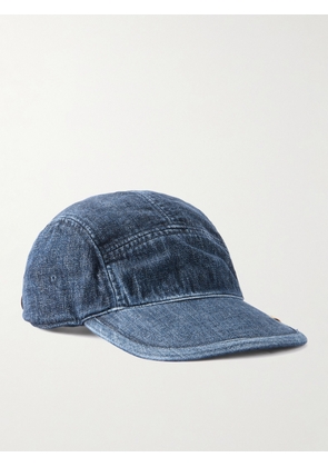 Visvim - Logo-Appliquéd Leather-Trimmed Denim Camp Cap - Men - Blue