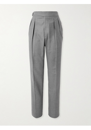 Ralph Lauren Purple Label - Gregory tAPERED Pleated Worsted Wool-Flannel Trousers - Men - Gray - UK/US 30