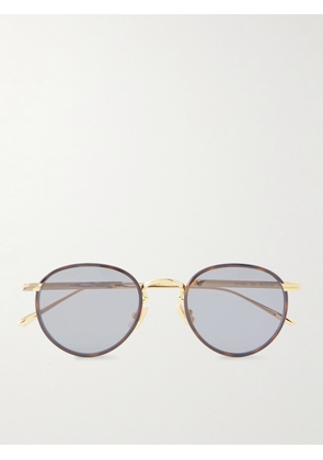 Bottega Veneta - Panthos Round-Frame Gold-Tone and Tortoiseshell Acetate Sunglasses - Men - Gold