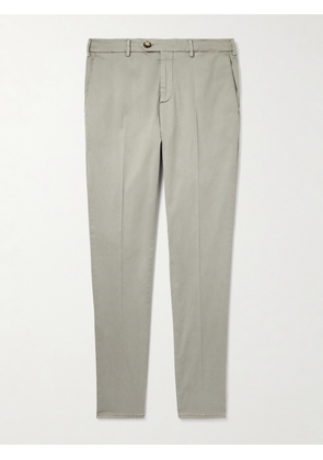 Brunello Cucinelli - Tapered Cotton-Blend Twill Trousers - Men - Gray - IT 44