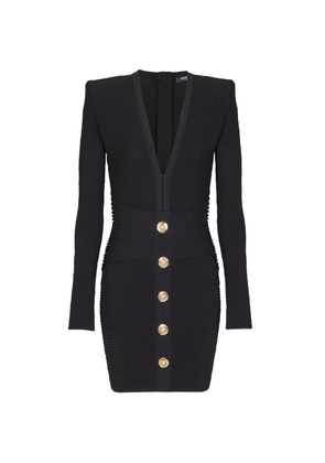 Balmain Knitted Button-Up Mini Dress