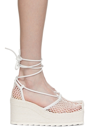 Bottega Veneta White Sporty Web Wedge Espadrilles
