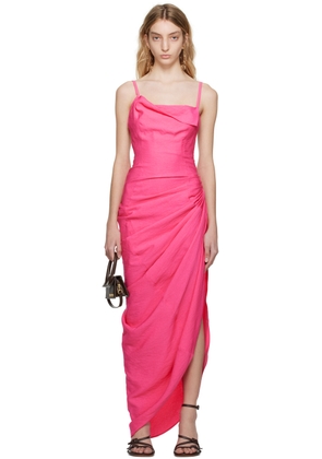 JACQUEMUS Pink Le Raphia 'La Robe Saudade' Maxi Dress