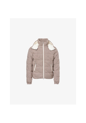 Mens Moncler Psyllos Houndstooth Wool and Cotton Blend Down Jacket