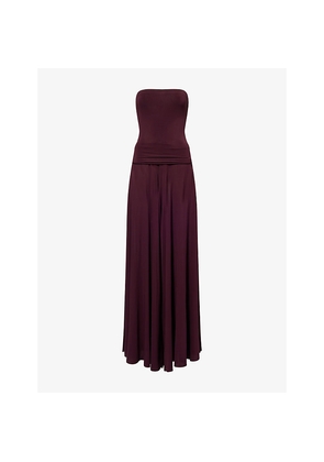 Womens Alaia Strapless Flared Stretch-Woven Jumpsuit