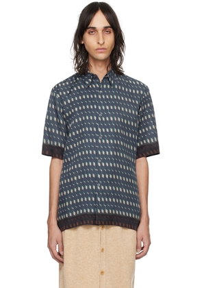 Dries Van Noten Blue Graphic Shirt