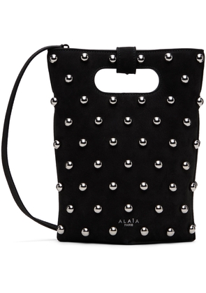 ALAÏA Black Small Folded Studded Nubuck Leather Tote