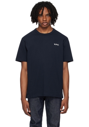 A. P.C. Navy Flocked T-Shirt