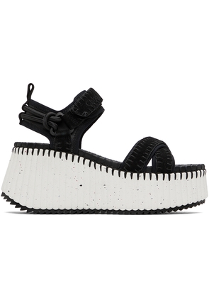 Chloé Black Nama Wedge Sandals