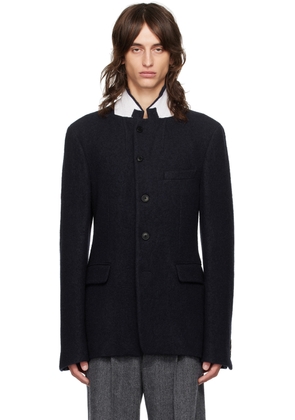 Dries Van Noten Navy Notched Lapel Blazer