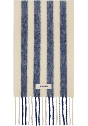 JACQUEMUS Off-White & Blue La Casa 'L'écharpe Carro' Scarf