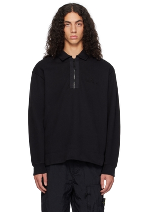 Stone Island Black Half-Zip Polo