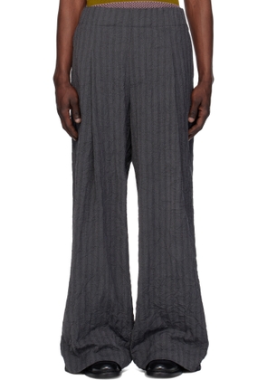 Dries Van Noten Navy Pleated Trousers