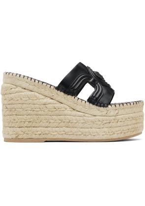 Versace Black Medusa Platform Espadrilles Heeled Sandals