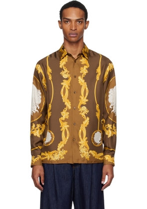 Versace Brown Cameo Silk Shirt
