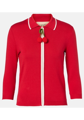 Valentino Ribbed-knit cotton cardigan