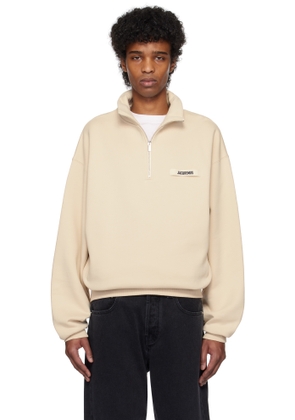 JACQUEMUS Beige 'The Gros Grain zipped-rollneck' Sweatshirt