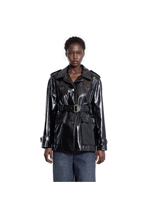 Belted Jacket in Shiny Coated Cotton