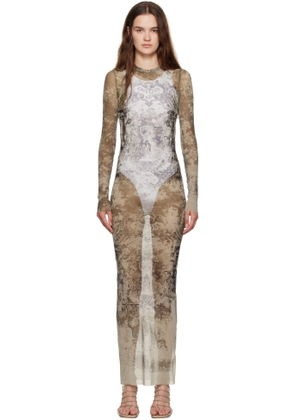 Jean Paul Gaultier Beige 'The Long Médaillon' Maxi Dress