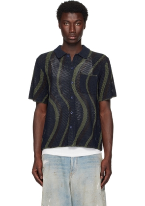 Dime Navy Soleil Button Up Knit Shirt