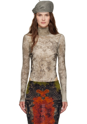 Jean Paul Gaultier Beige 'The Médaillon' Open Back Bodysuit