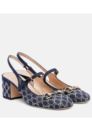 Gucci Lady Horsebit crystal-embellished sandals